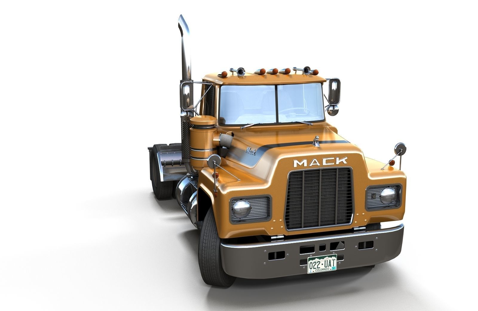 Industrial tracktor truck Low-poly 3D model_36