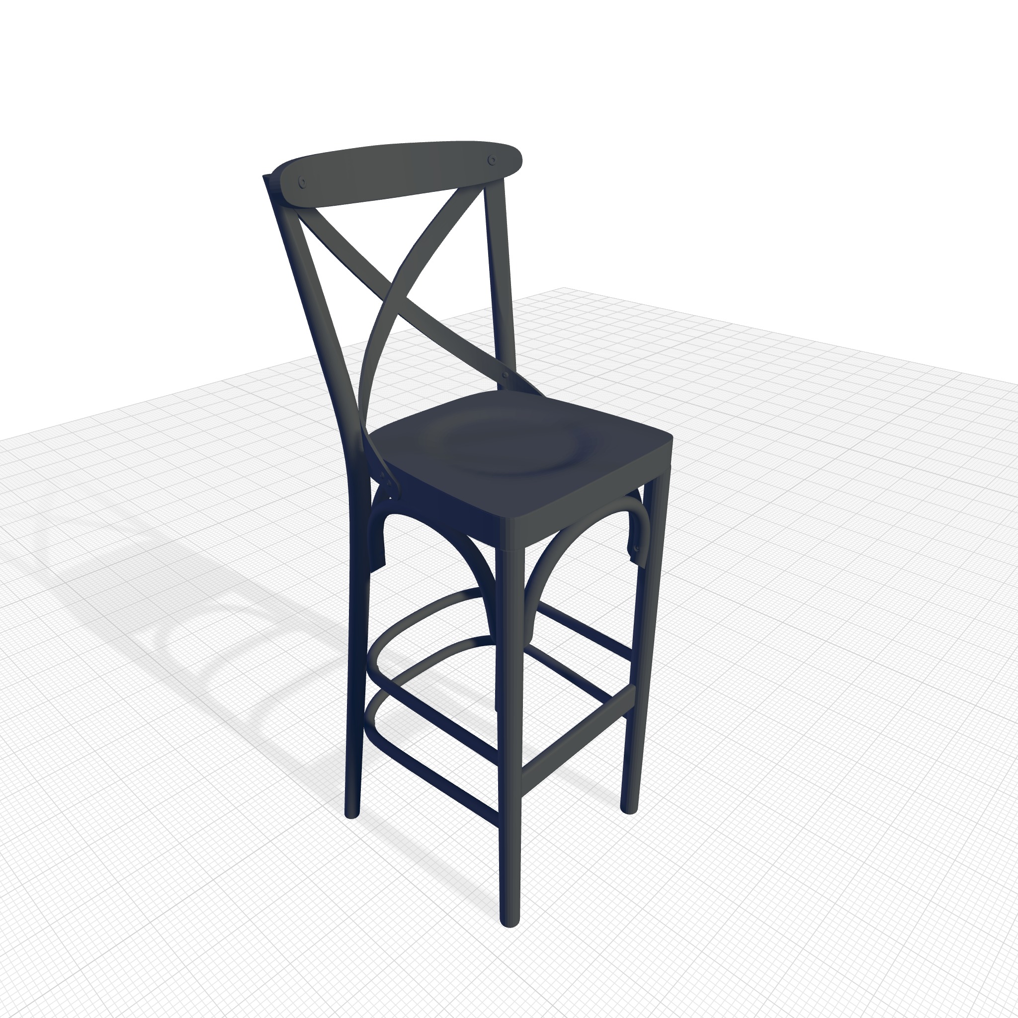 Walnut Sofia Bar Stool  Chair 3D model_2