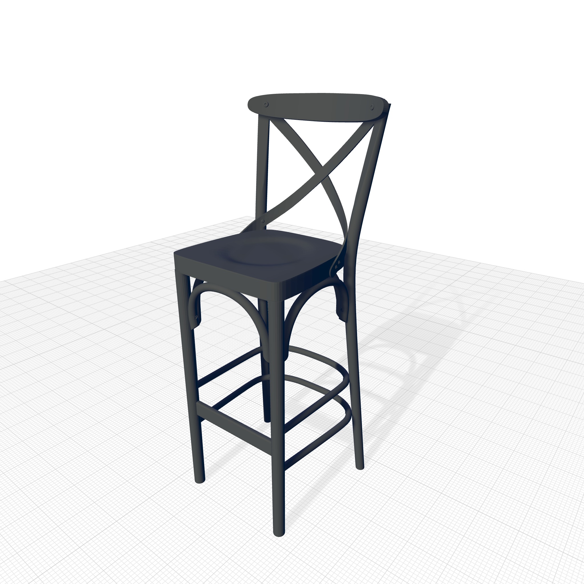 Walnut Sofia Bar Stool  Chair 3D model_4