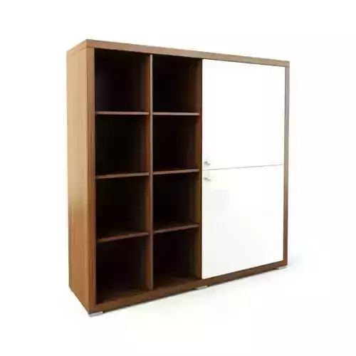Wooden Storage Shelves With White Doors