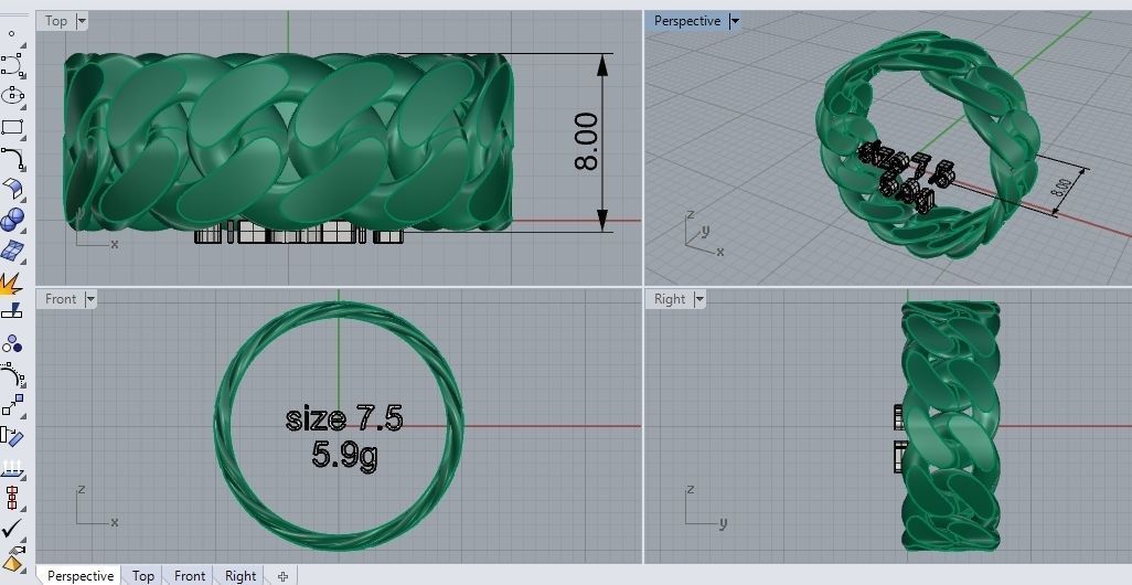 14 size  Miami Cuban Curb Link    Collection of Cuban  3D print model_22