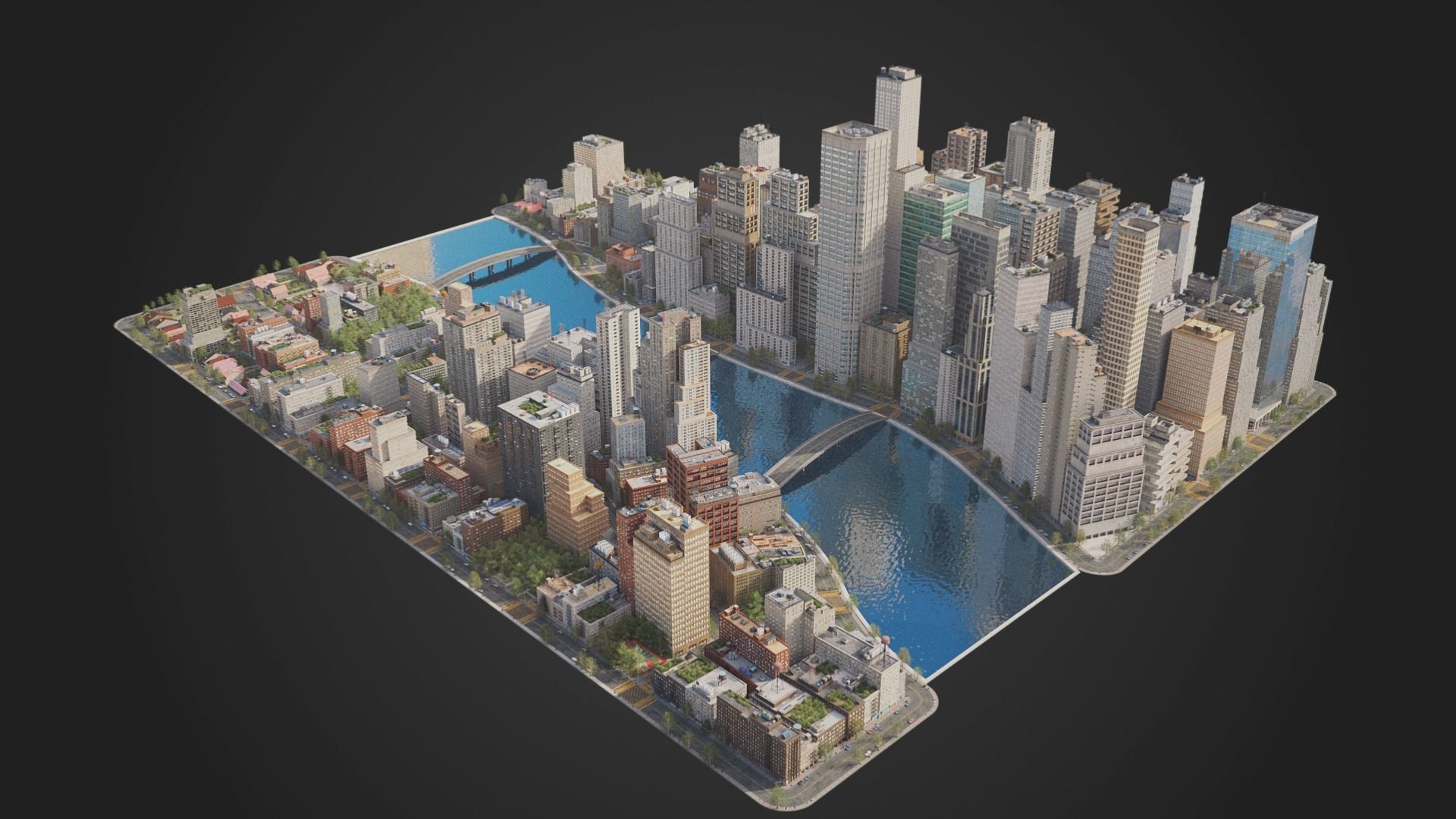 City C4 MAYA Low-poly 3D model_7