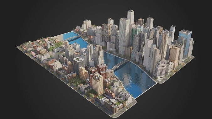 City C4 MAYA Low-poly 3D model 7