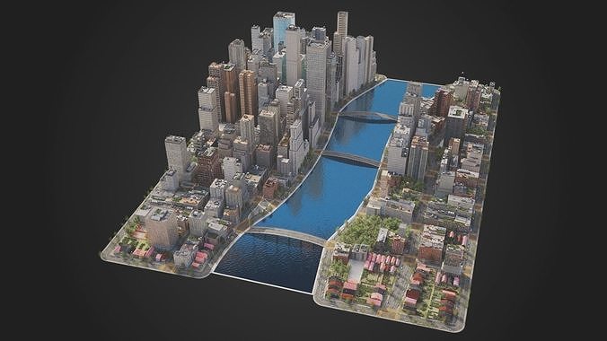 City C4 MAYA Low-poly 3D model 5
