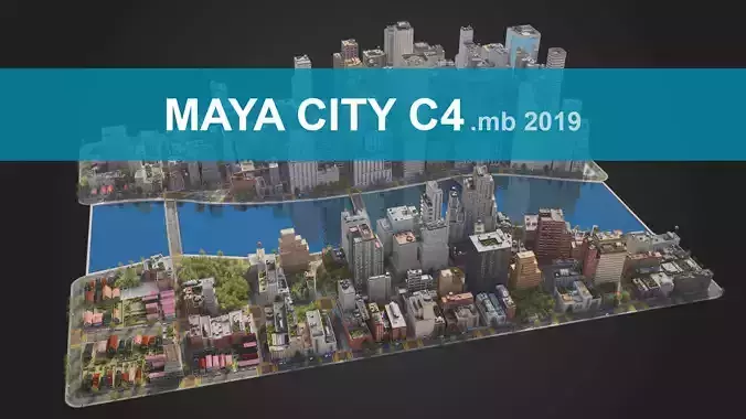 City C4 MAYA Low-poly 3D model