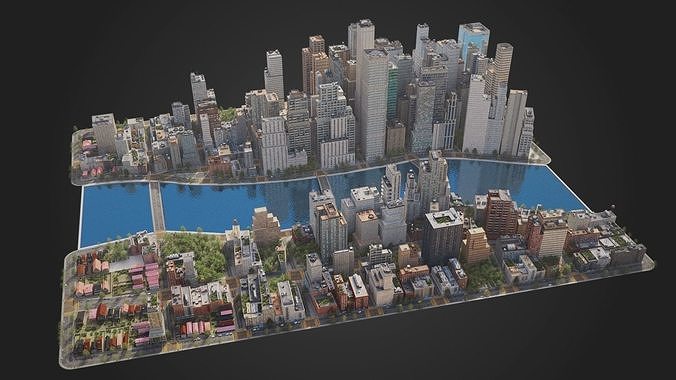 City C4 MAYA Low-poly 3D model 6