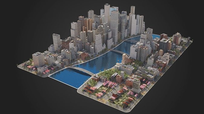 City C4 MAYA Low-poly 3D model 4