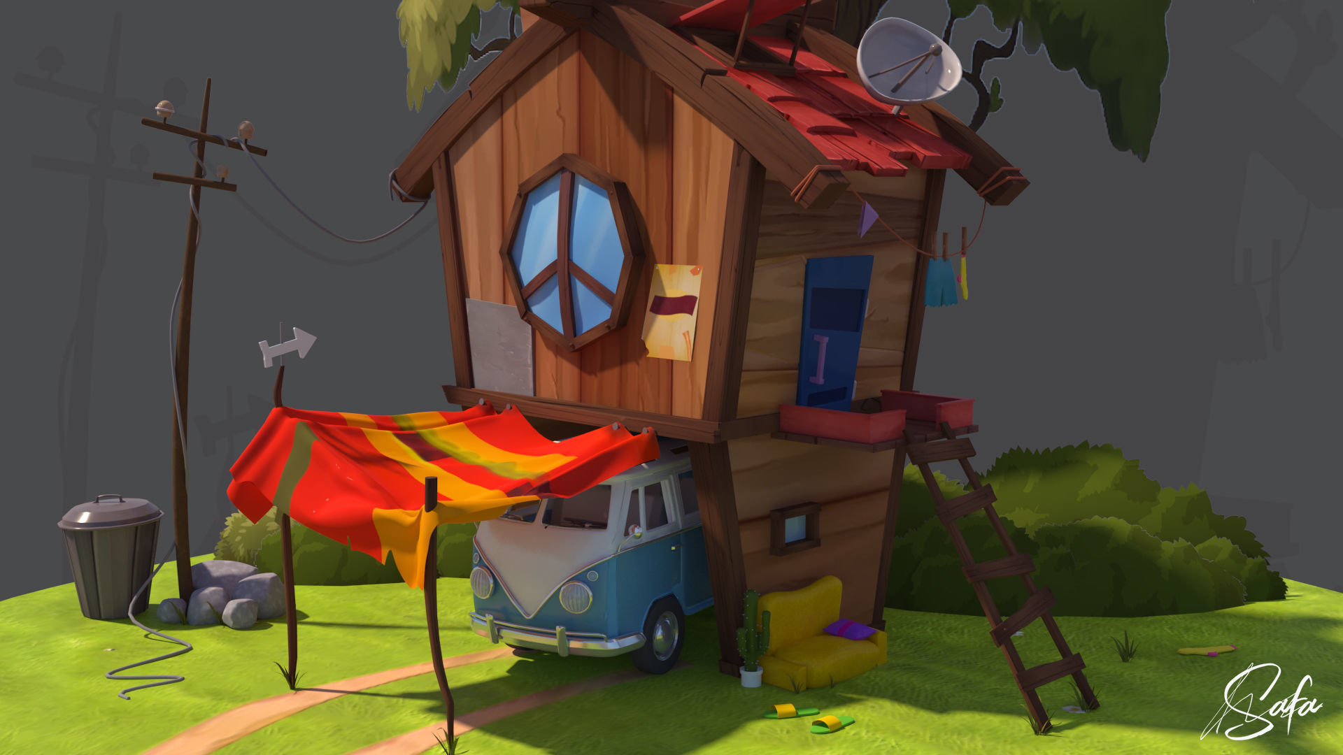 stylized house 3d   Low-poly 3D model_1