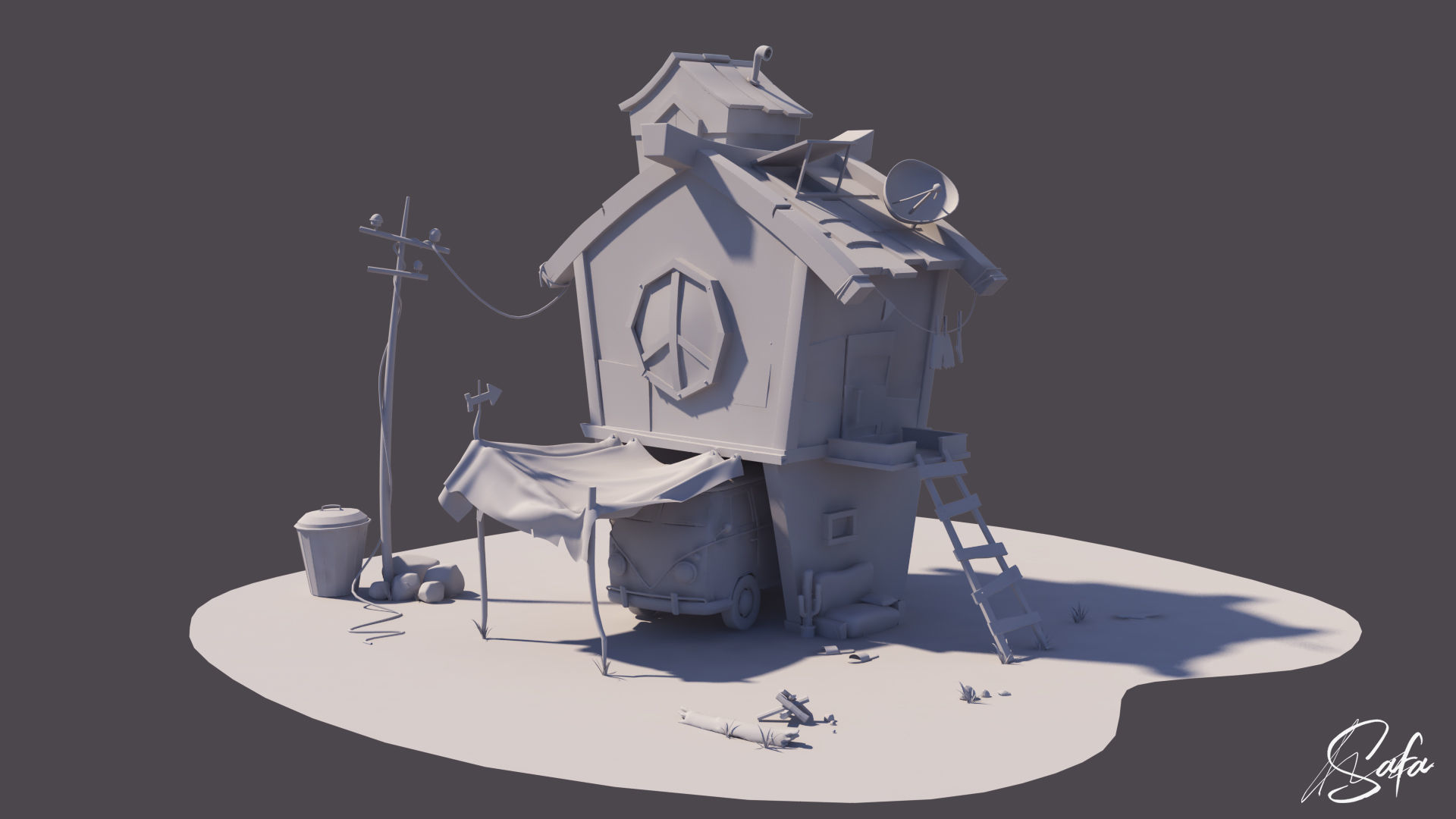 stylized house 3d   Low-poly 3D model_4