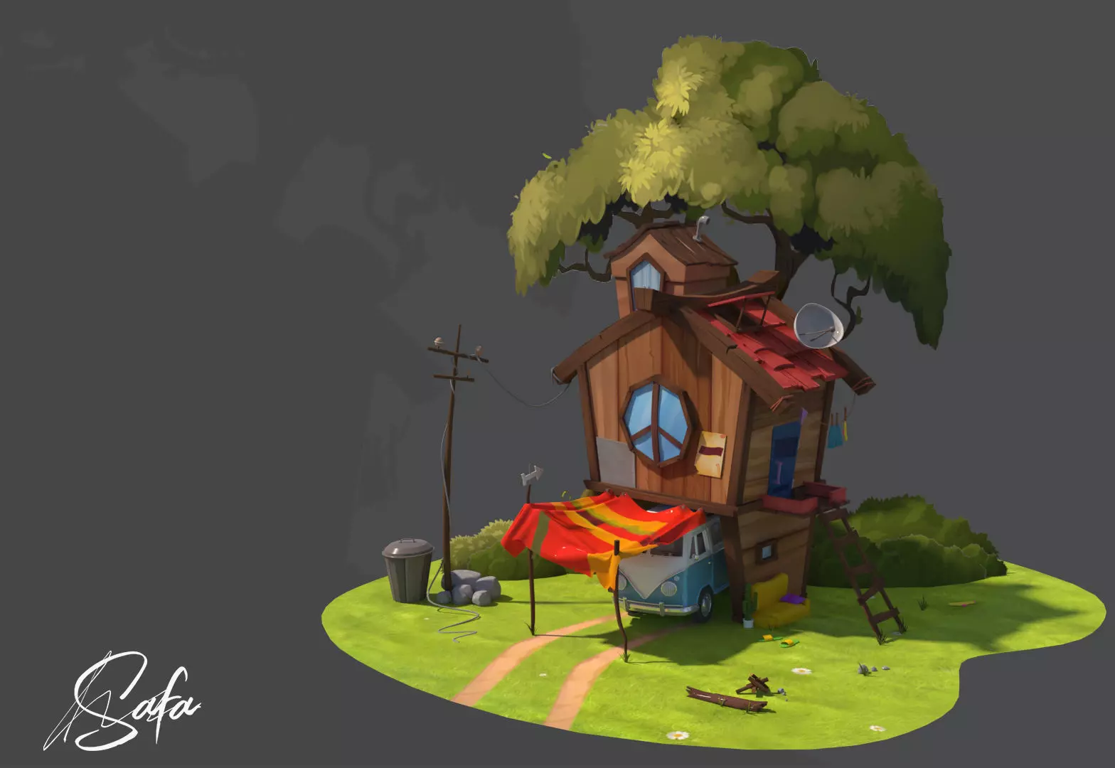 stylized house 3d   Low-poly 3D model_0