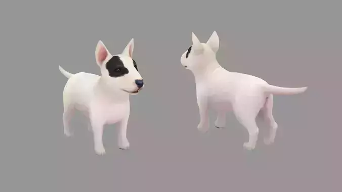 Cartoon pet puppy - BullTerrier - baby dog Low-poly 3D model