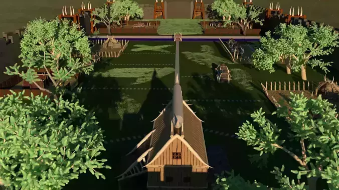 Barbarian Orc Village With Training Camp