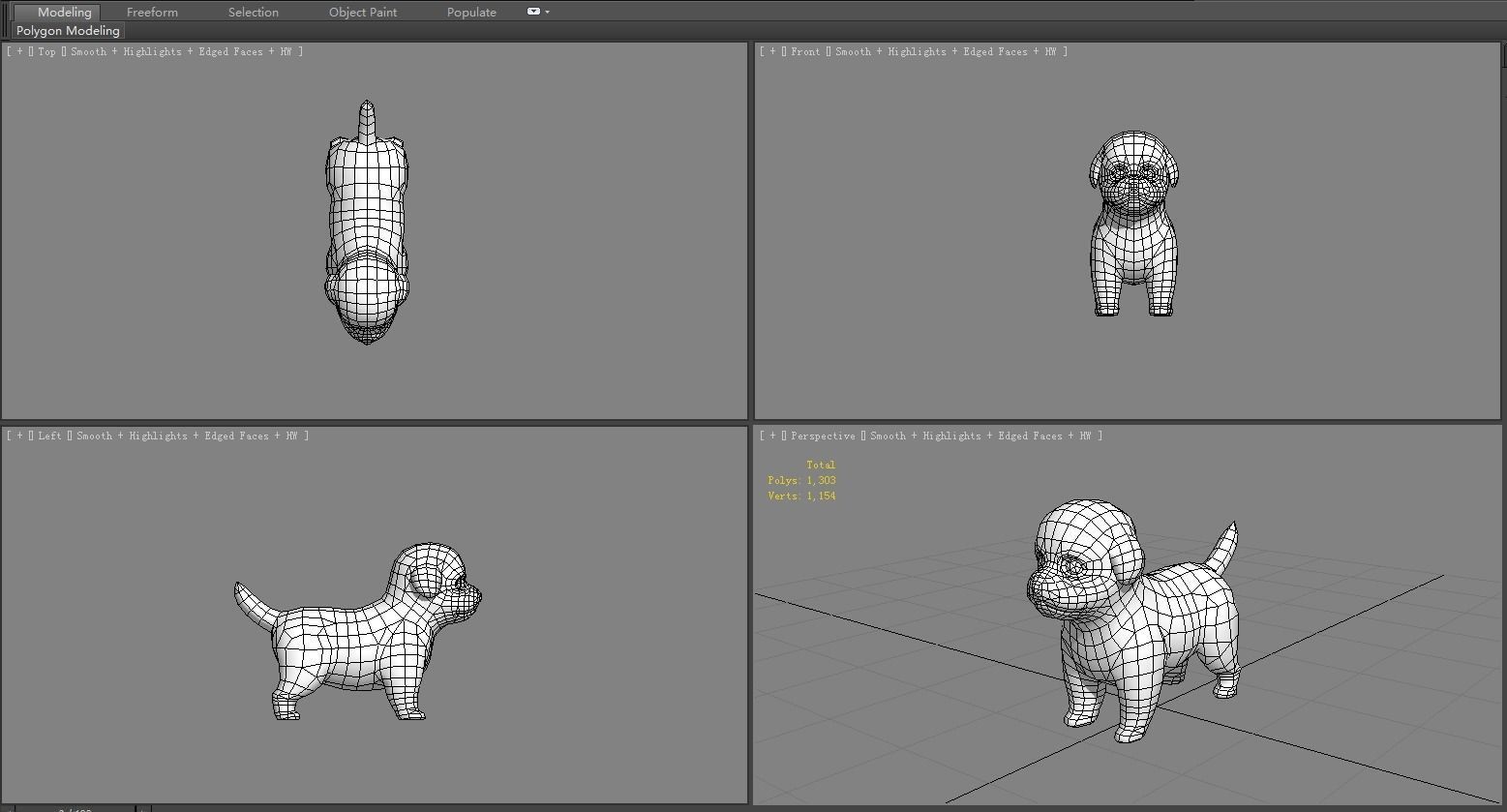 Cartoon pet puppy - Bichon - baby dog Low-poly 3D model_8