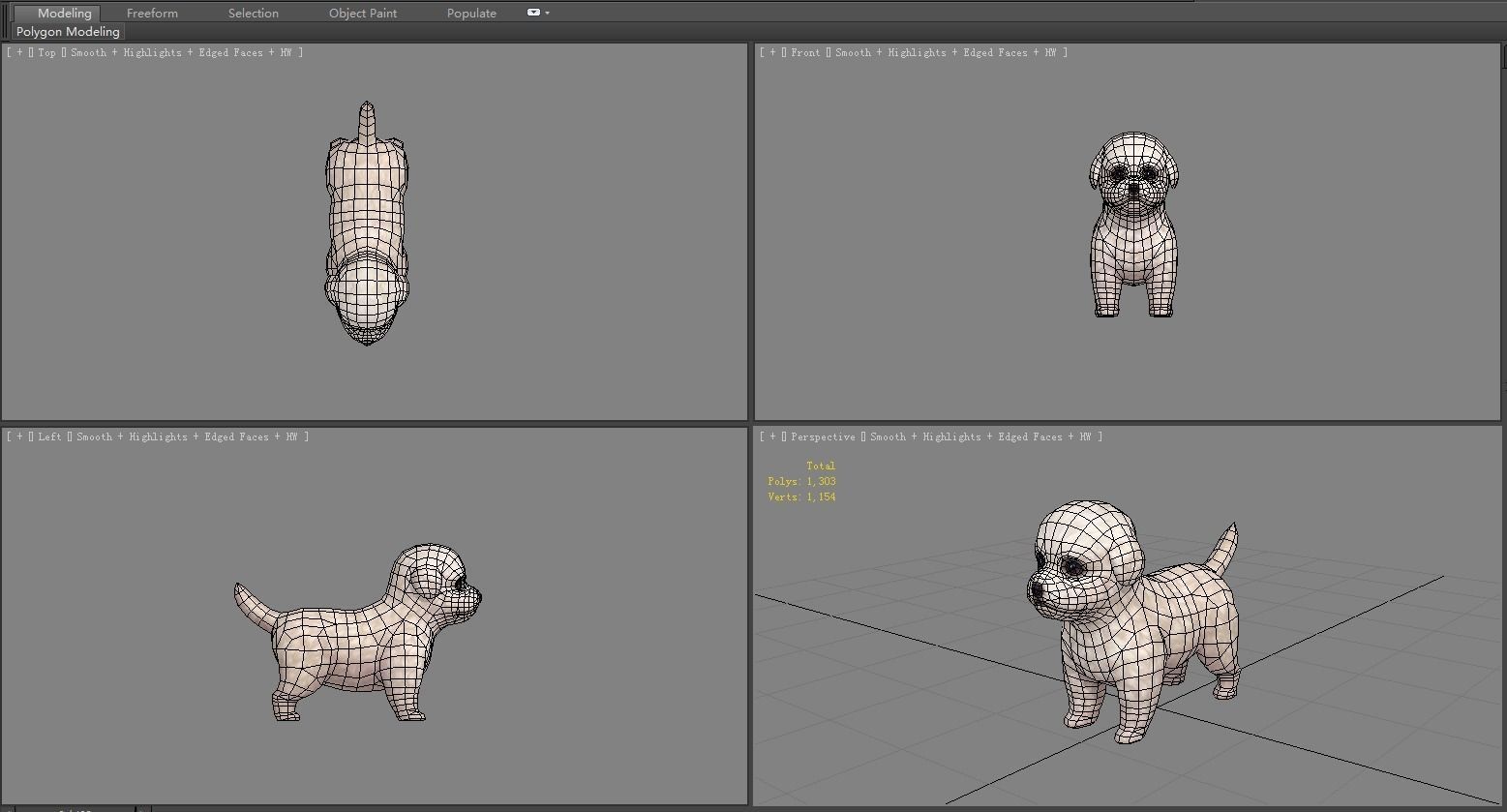 Cartoon pet puppy - Bichon - baby dog Low-poly 3D model_7