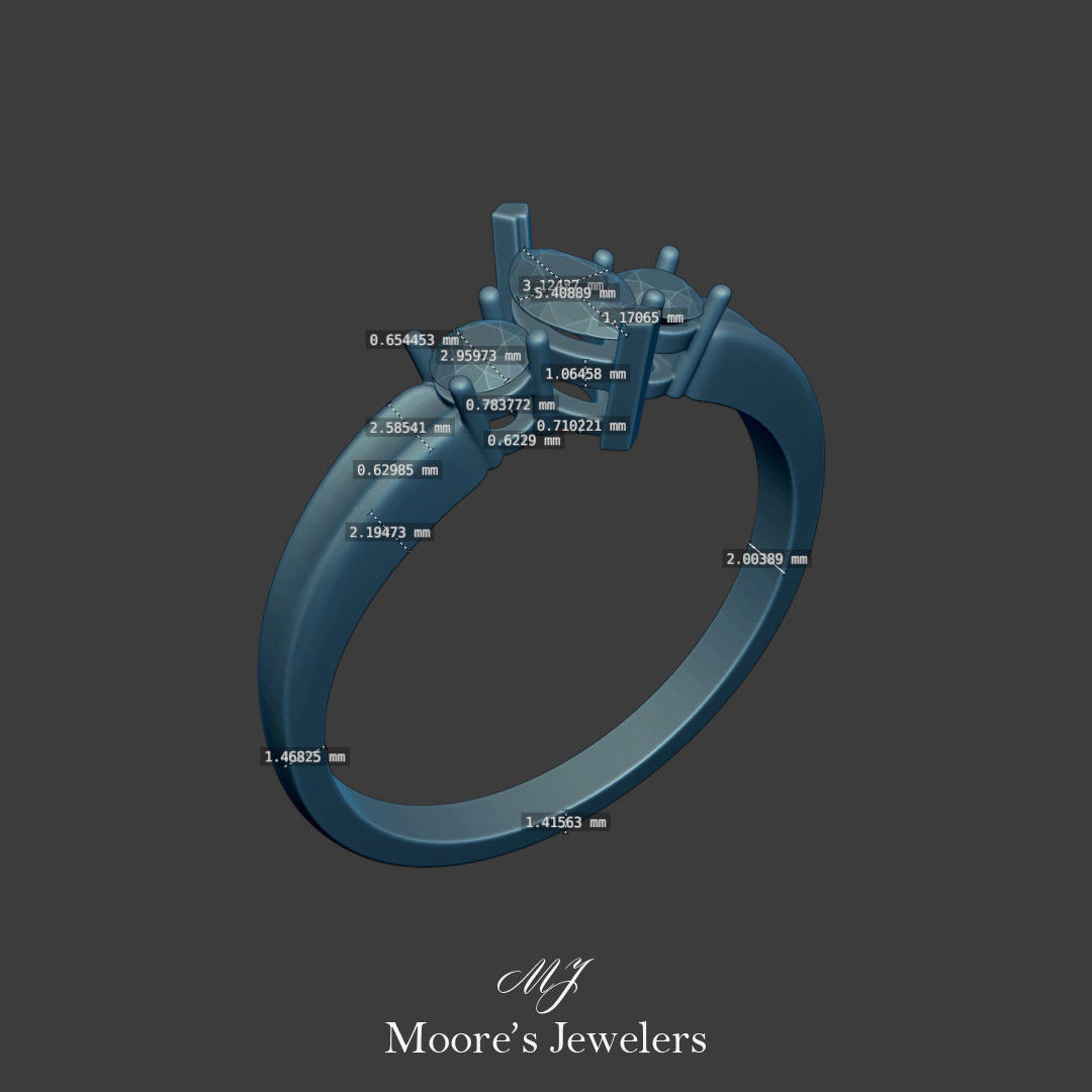 Marquise and Round Diamond Everyday Ring 3d Model 3D print model_9
