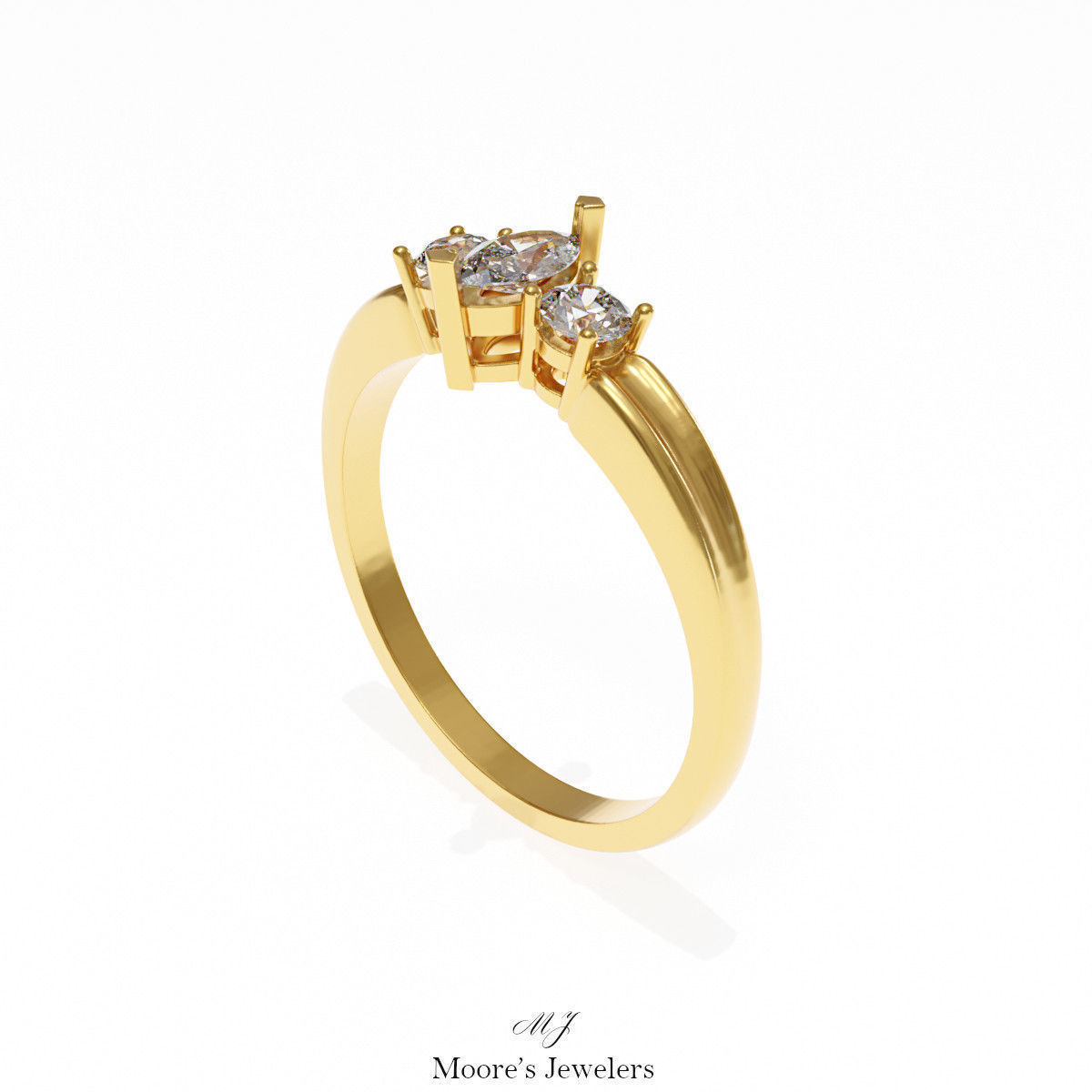 Marquise and Round Diamond Everyday Ring 3d Model 3D print model_2