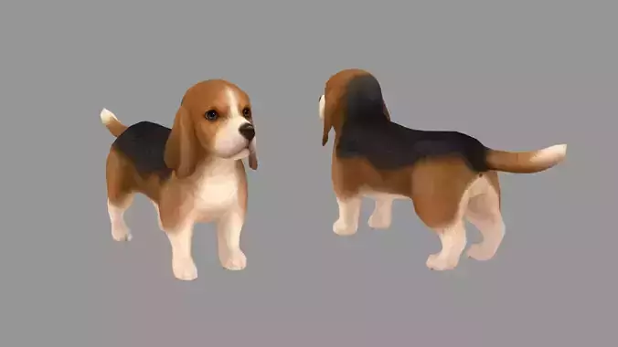 Cartoon pet puppy - Basset - baby dog Low-poly 3D model