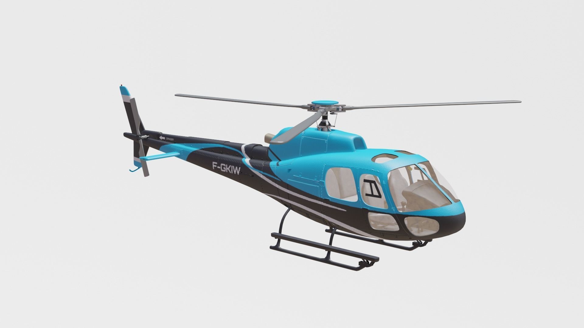 airbus helicopter as350 Low-poly 3D model_11