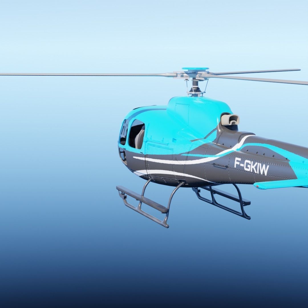 airbus helicopter as350 Low-poly 3D model_2