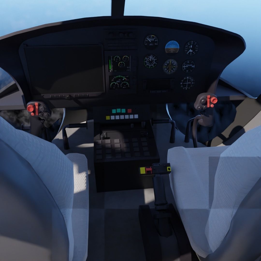 airbus helicopter as350 Low-poly 3D model_4