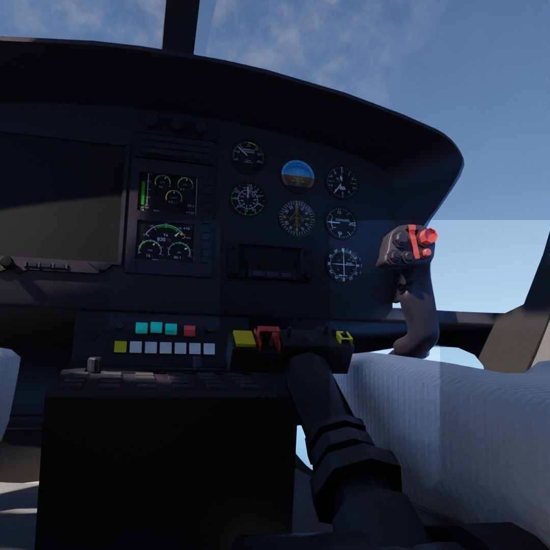 airbus helicopter as350 Low-poly 3D model_3