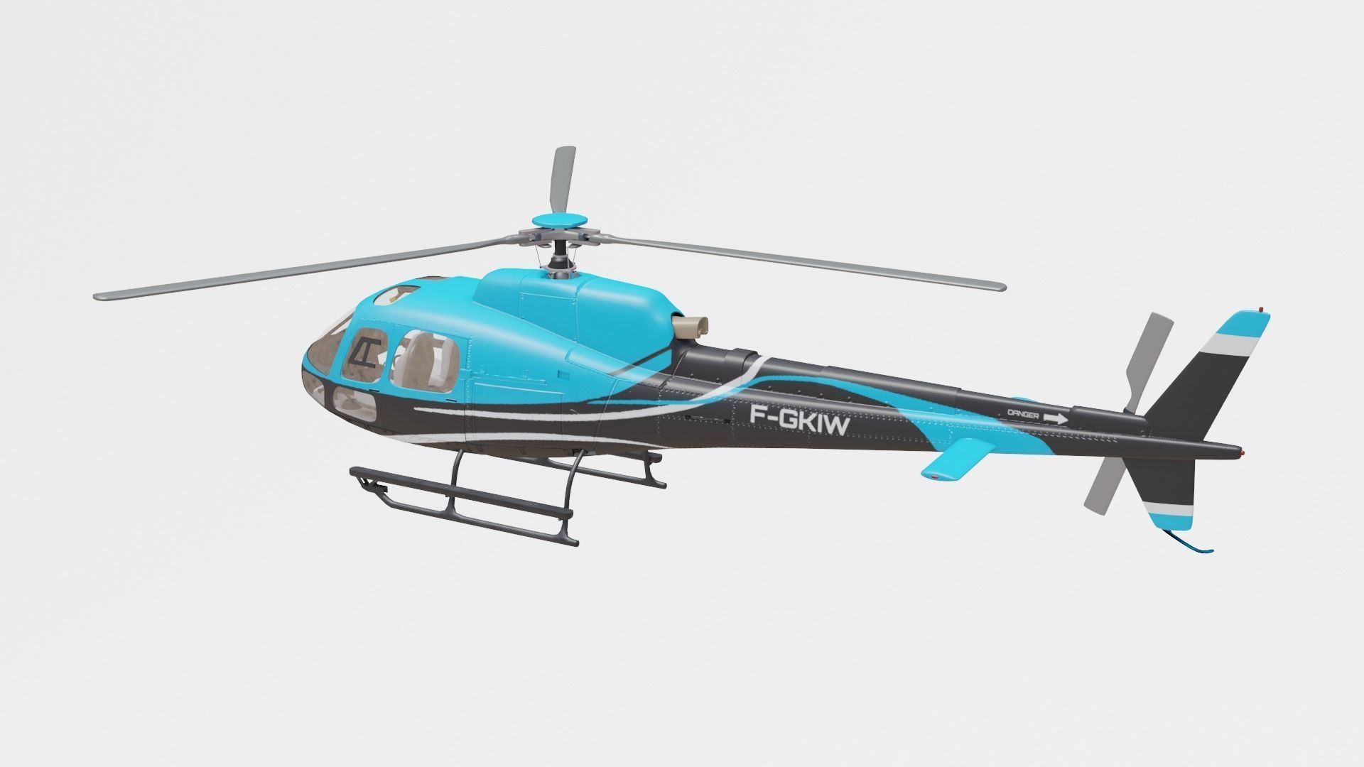 airbus helicopter as350 Low-poly 3D model_13