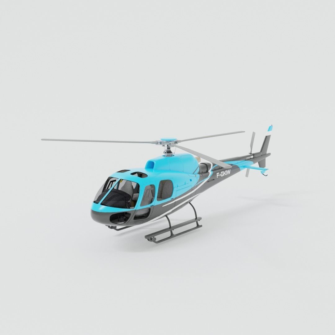 airbus helicopter as350 Low-poly 3D model_6