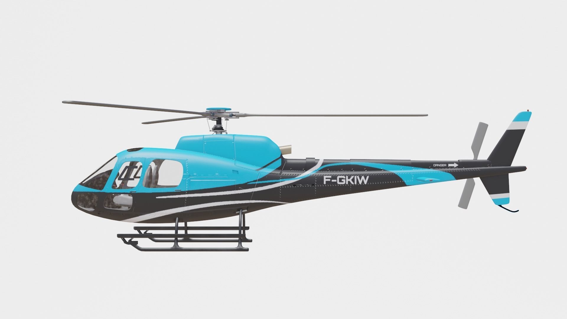 airbus helicopter as350 Low-poly 3D model_9