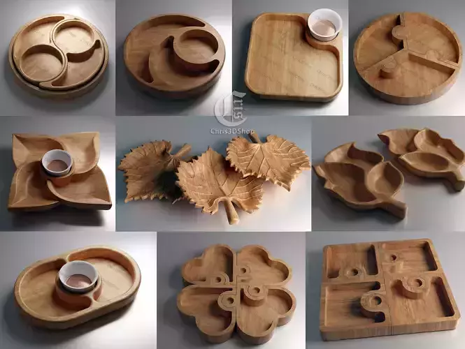 10 Trays Pack  3D STL and Vector Files for CNC 3D model