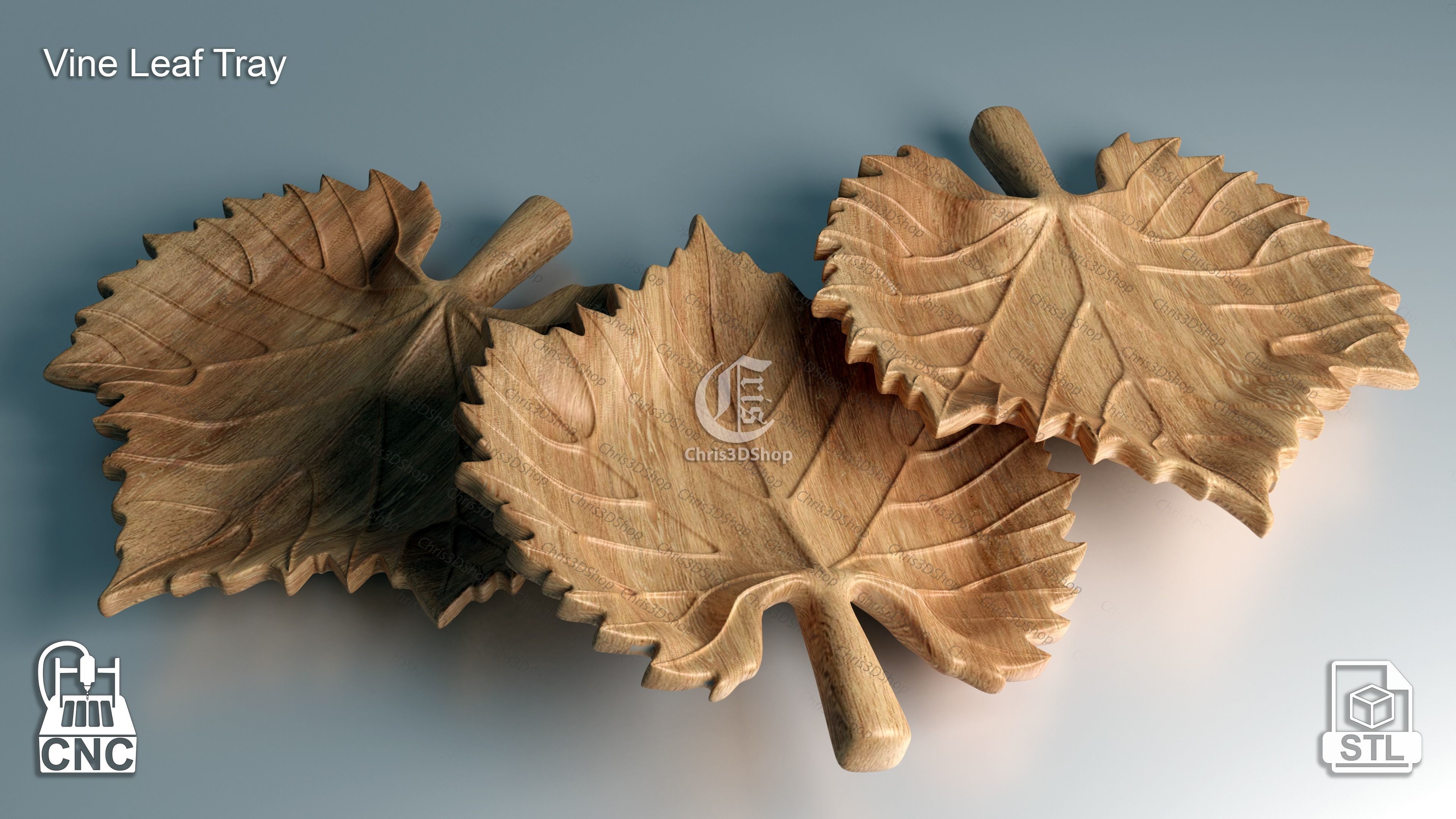 10 Trays Pack  3D STL and Vector Files for CNC 3D model_2