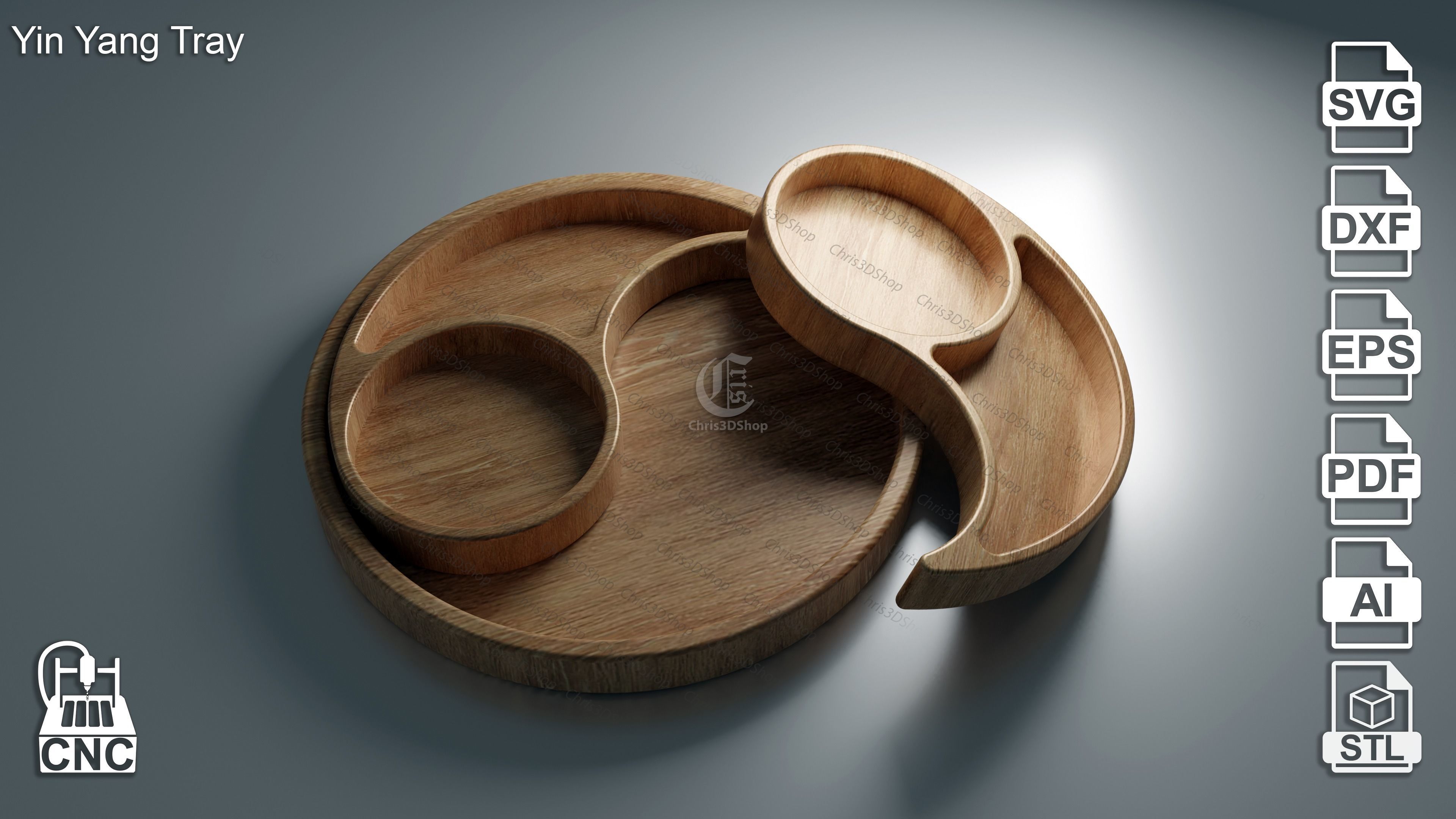 10 Trays Pack  3D STL and Vector Files for CNC 3D model_4