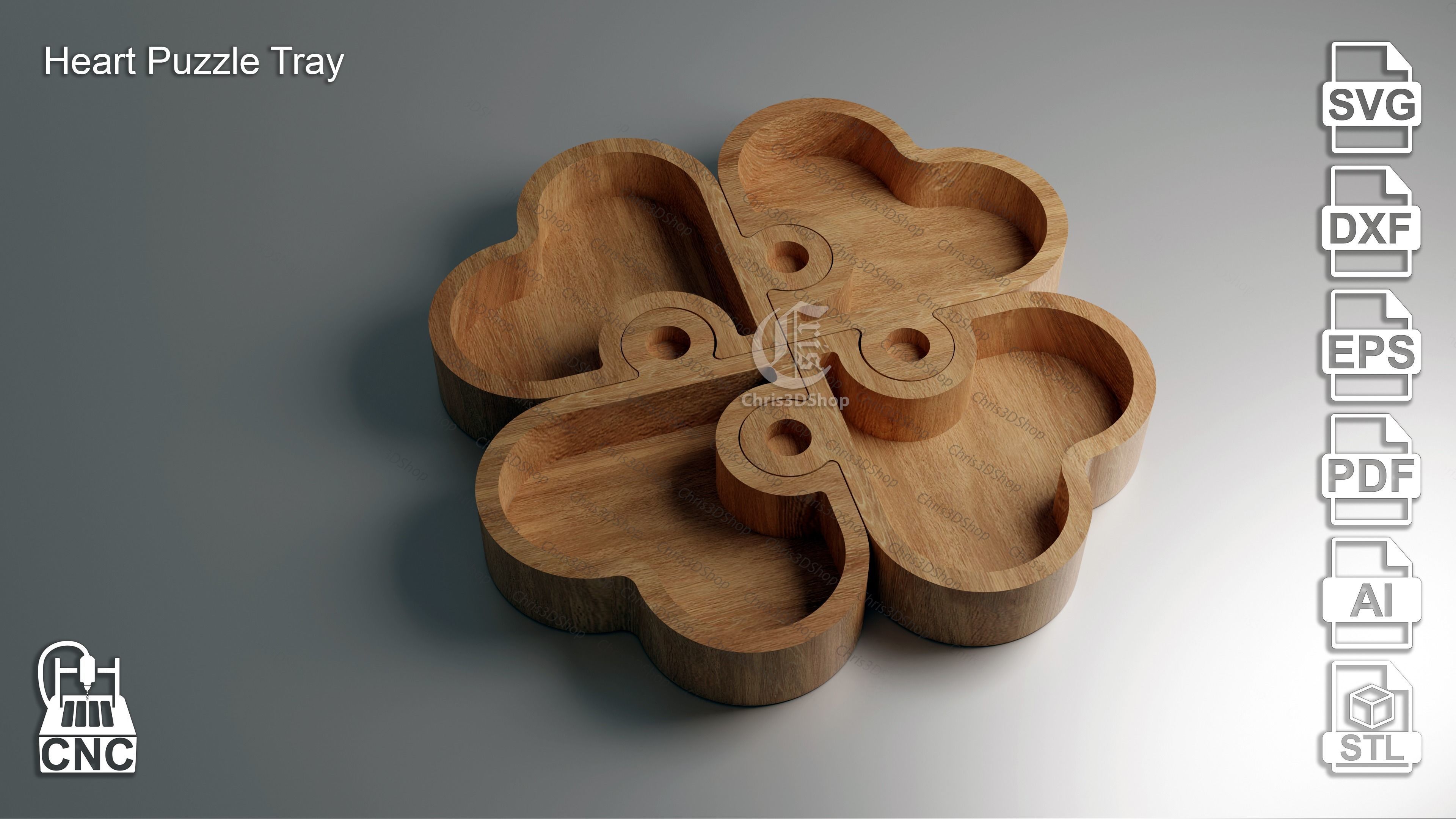 10 Trays Pack  3D STL and Vector Files for CNC 3D model_8