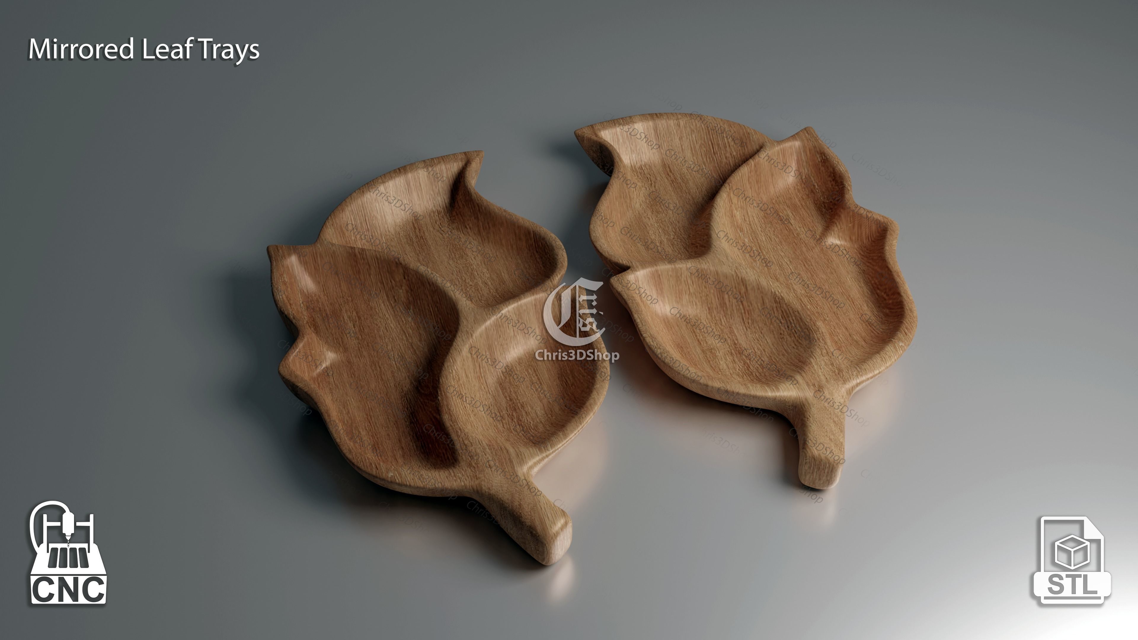 10 Trays Pack  3D STL and Vector Files for CNC 3D model_3