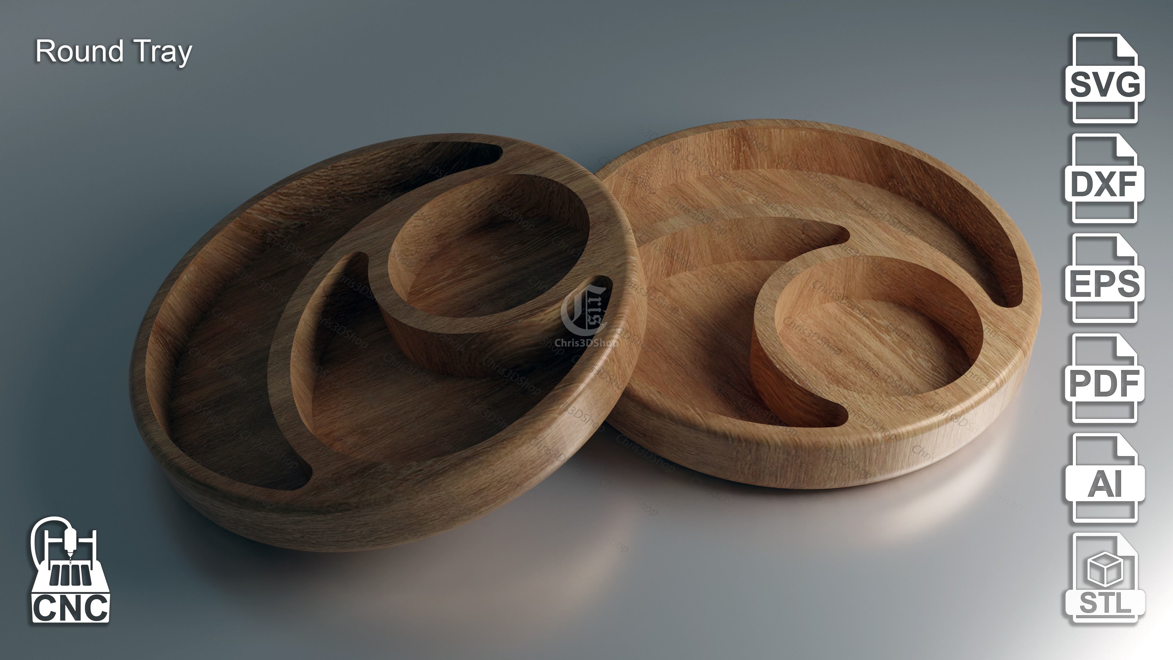 10 Trays Pack  3D STL and Vector Files for CNC 3D model_5