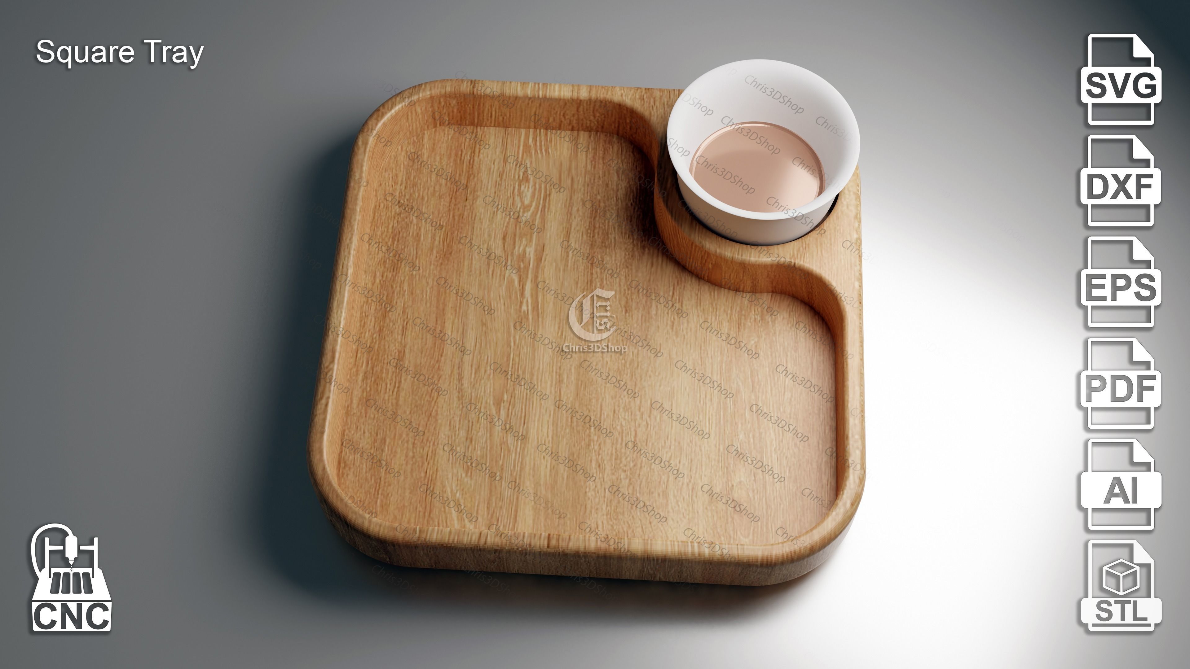 10 Trays Pack  3D STL and Vector Files for CNC 3D model_6