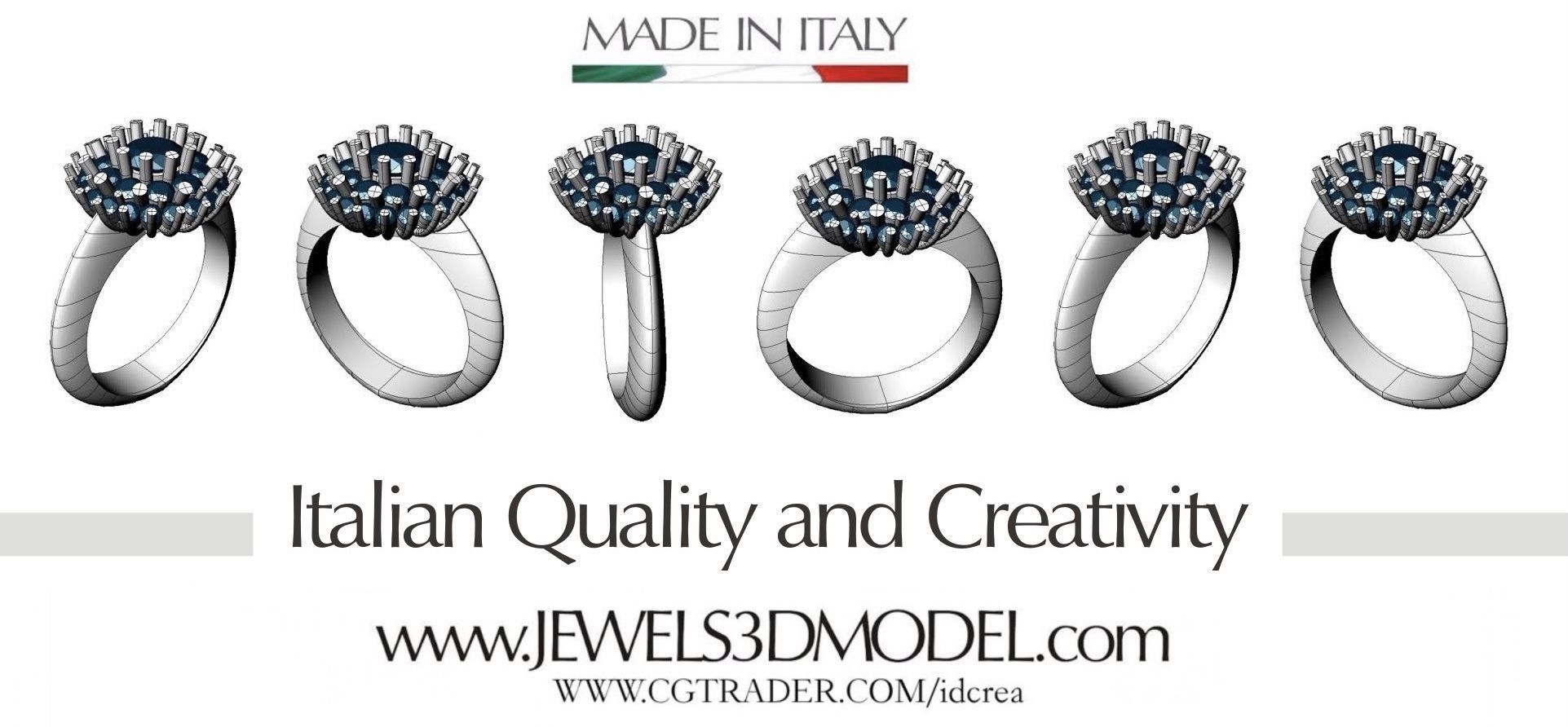 Women ring Engagement Solitarie gems Round Solitario Sl76 3D print model_11