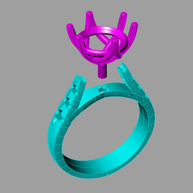 Women ring Engagement Solitarie gems Round Solitario Sl76 3D print model_6