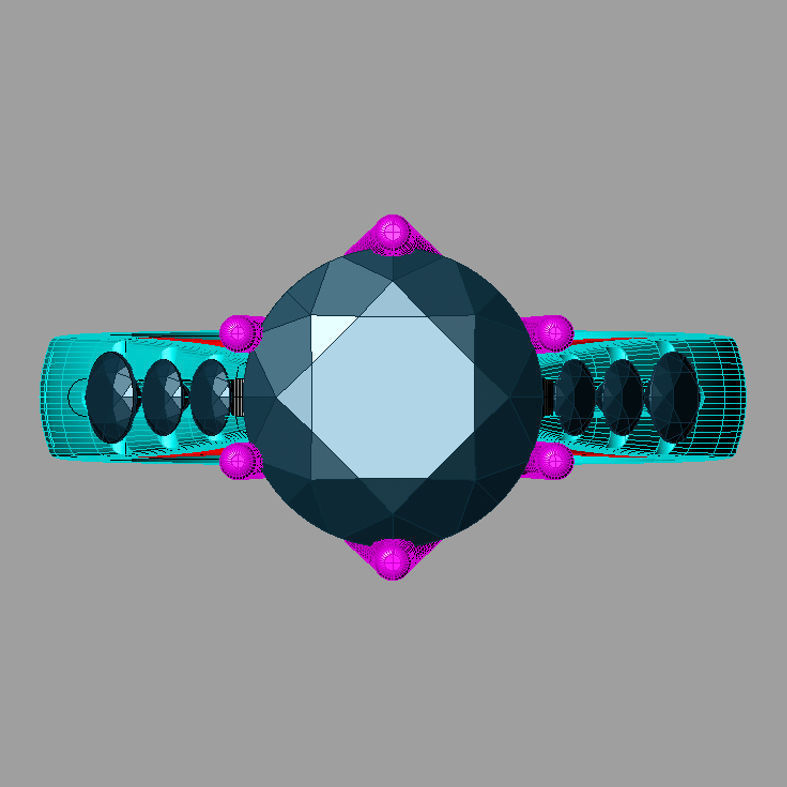 Women ring Engagement Solitarie gems Round Solitario Sl76 3D print model_2