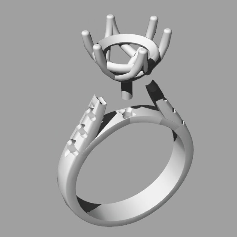 Women ring Engagement Solitarie gems Round Solitario Sl76 3D print model_8