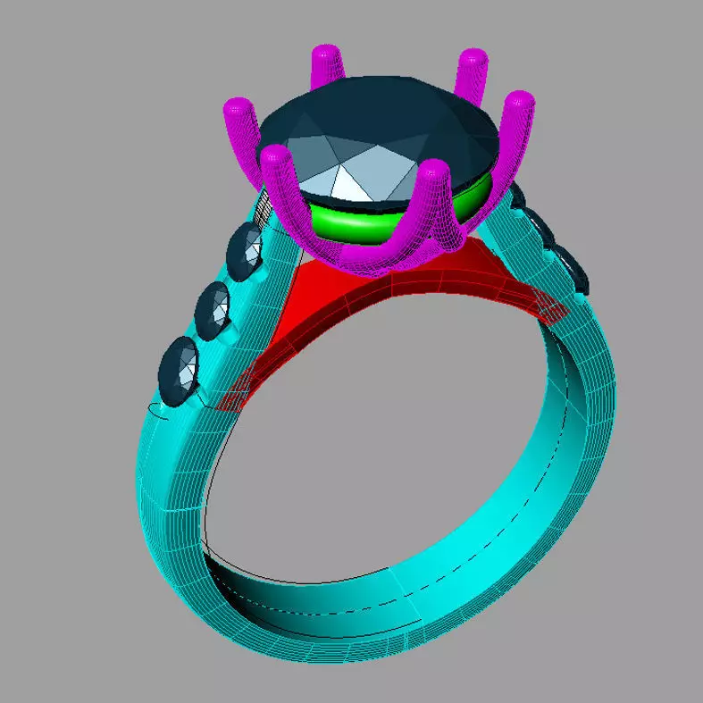 Women ring Engagement Solitarie gems Round Solitario Sl76 3D print model_0