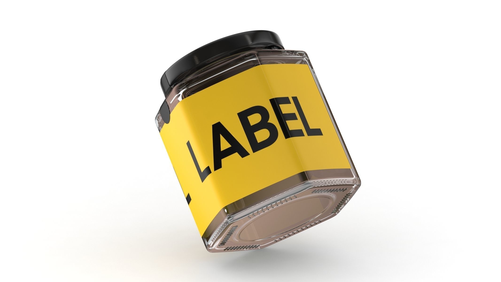 Hexagonal Glass Storage Jars with Label Generic 3D model_1