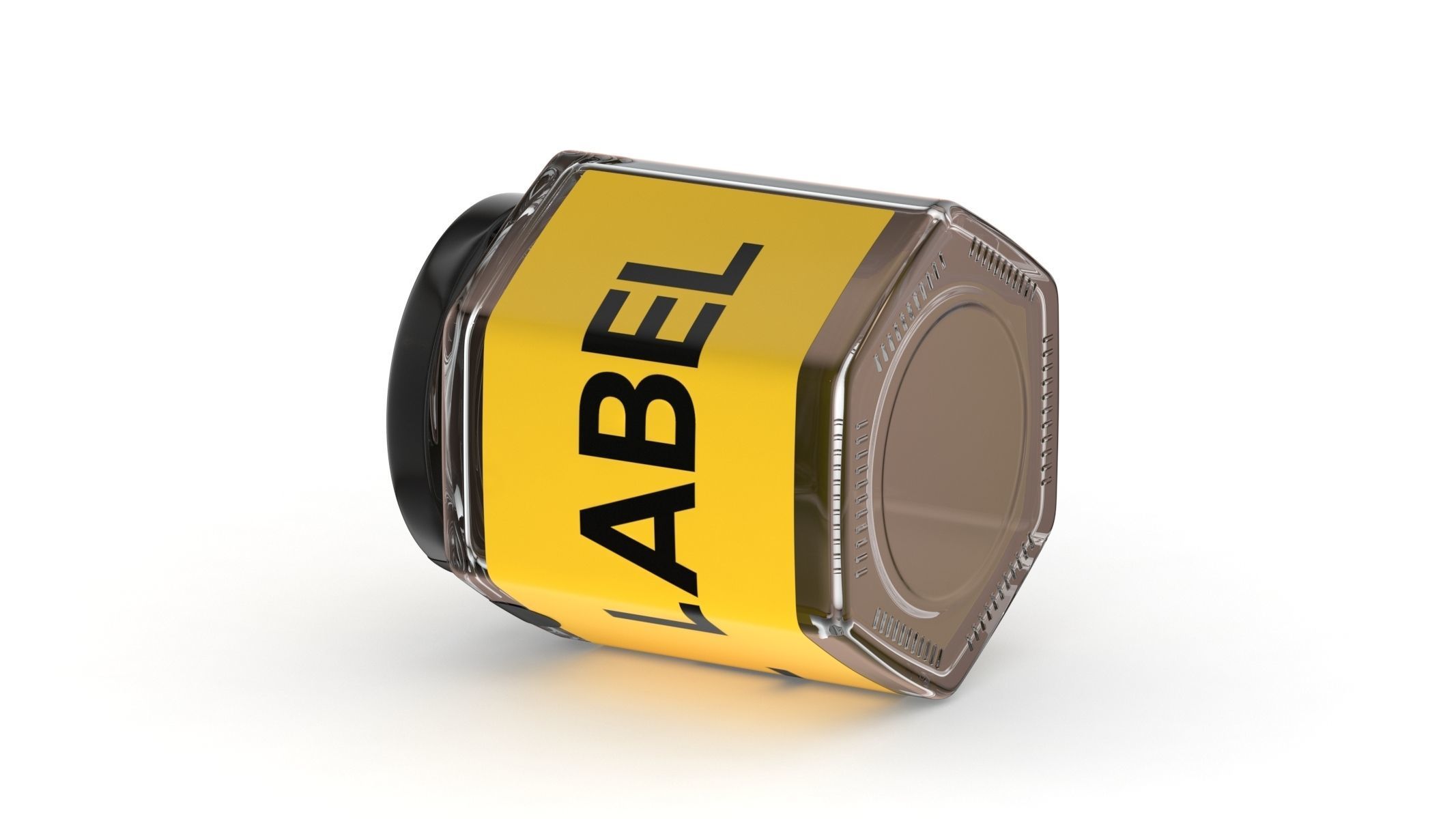 Hexagonal Glass Storage Jars with Label Generic 3D model_3
