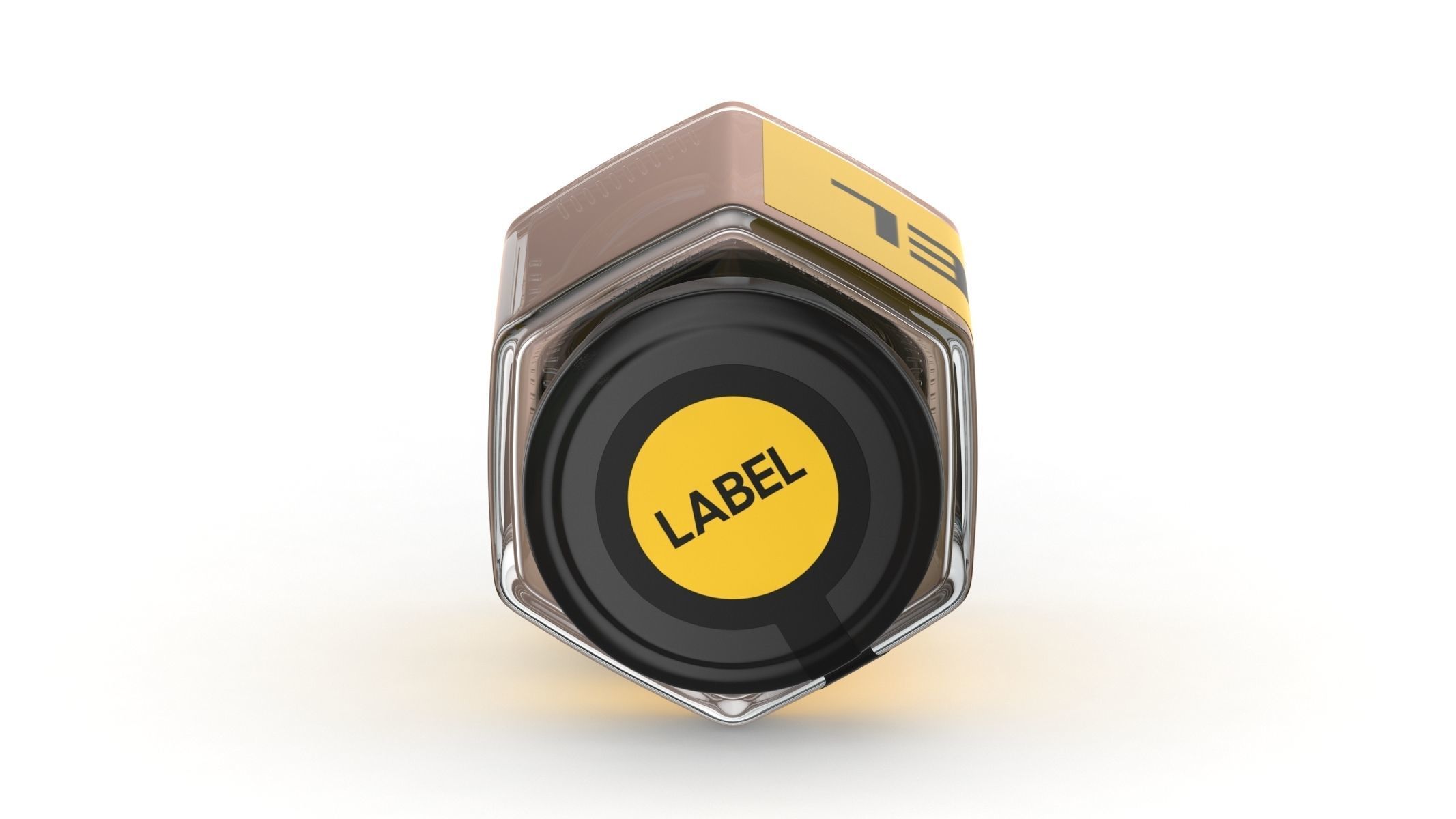 Hexagonal Glass Storage Jars with Label Generic 3D model_4