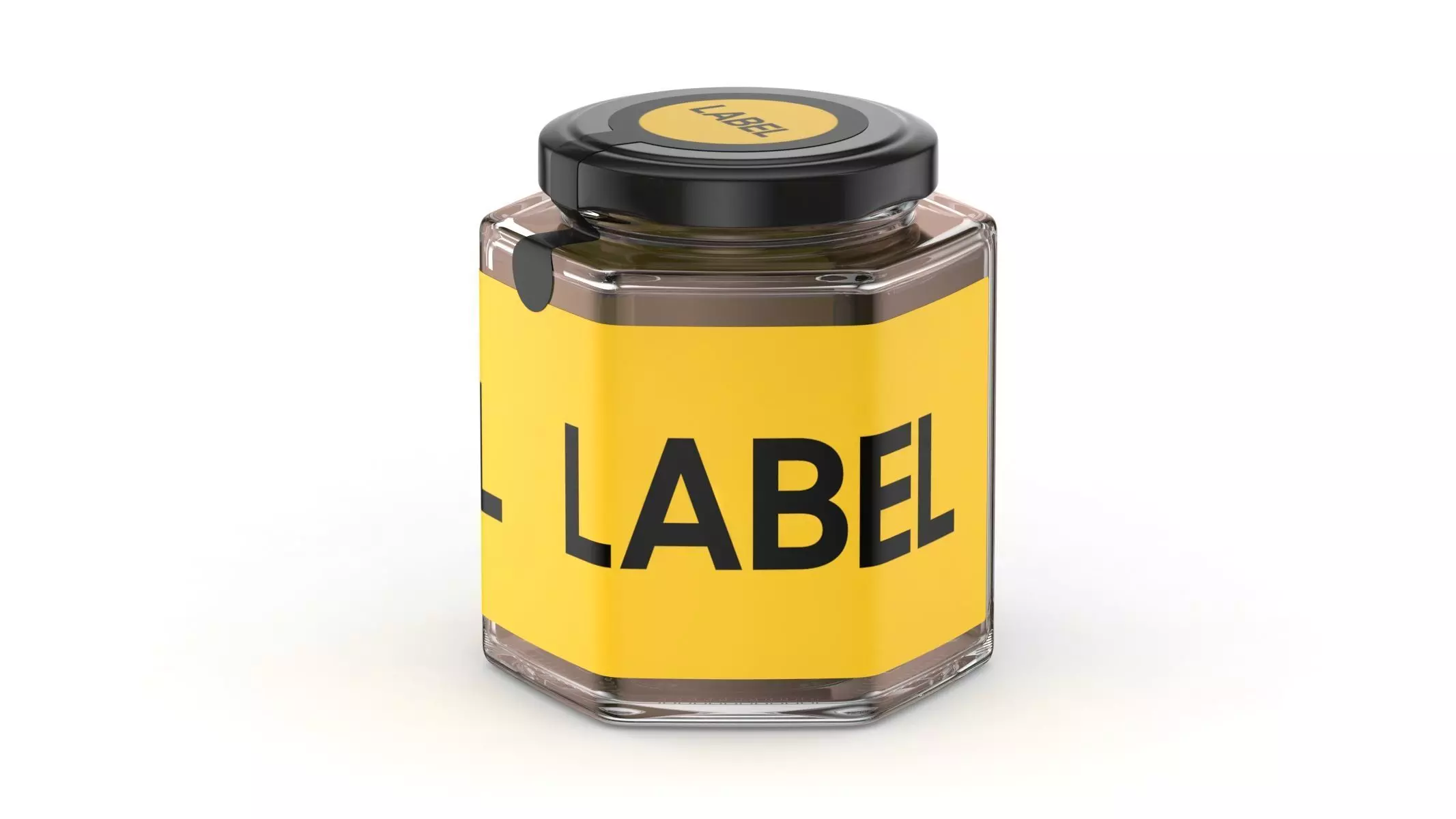 Hexagonal Glass Storage Jars with Label Generic 3D model_0