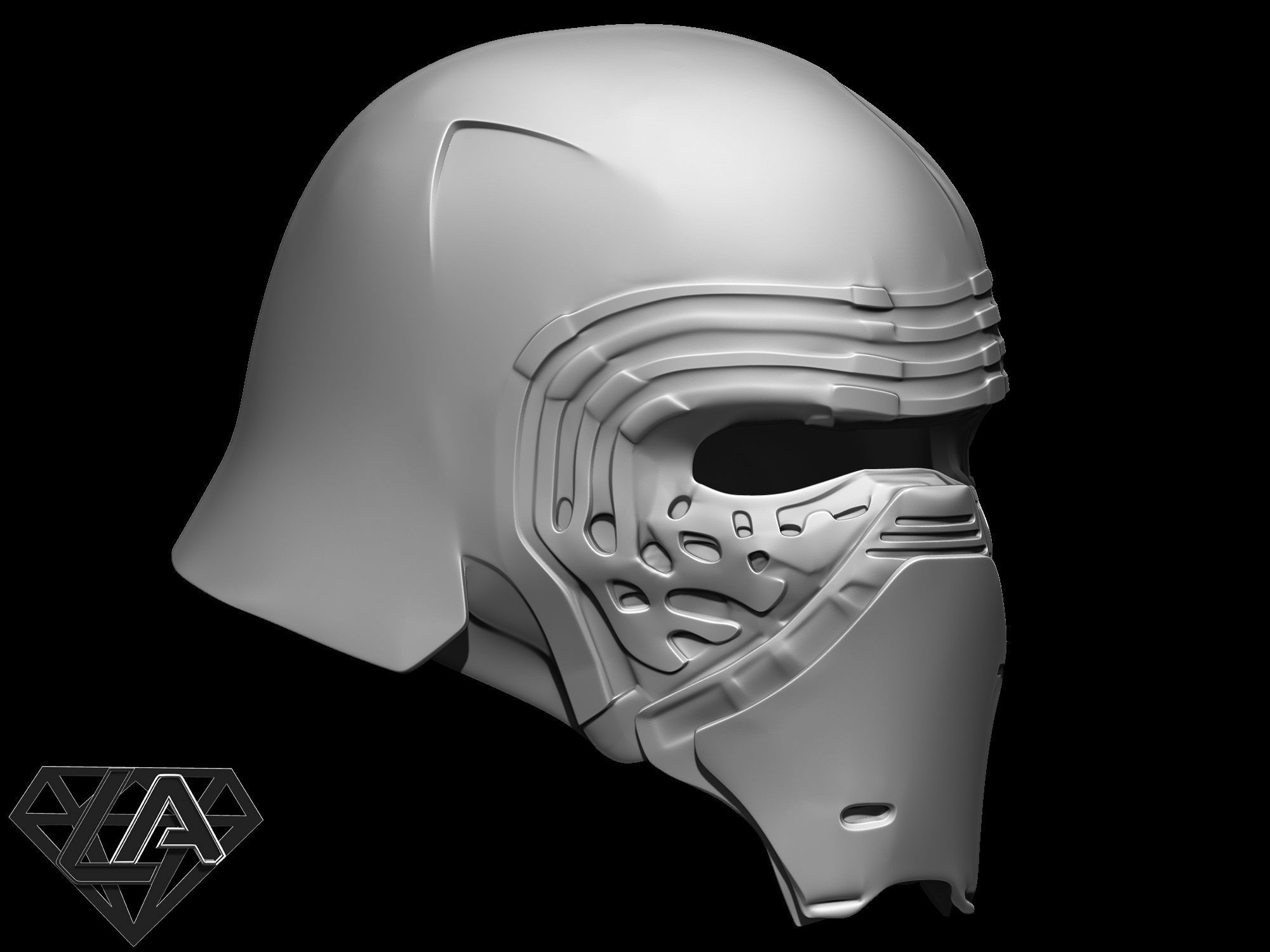 Kylo Ren custom helmet  3D print model_7