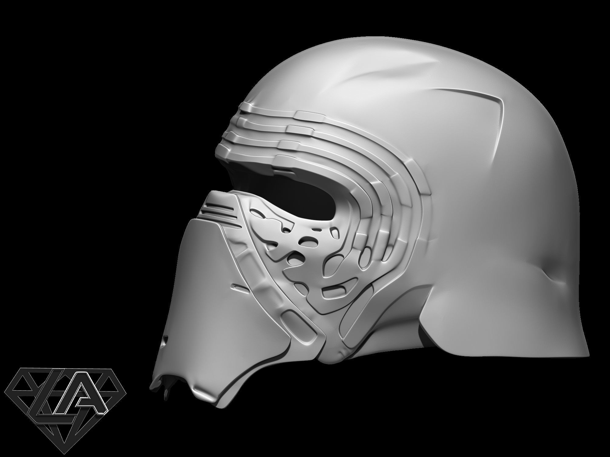 Kylo Ren custom helmet  3D print model_3