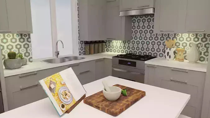 Mid-Century Modern Kitchen with Dining set