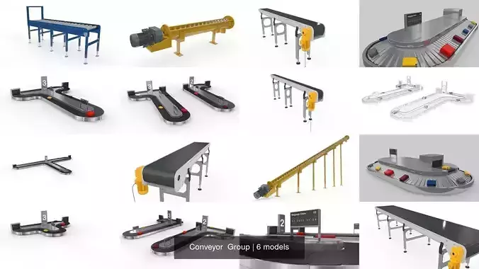 Conveyor  Group 3D Model Collection