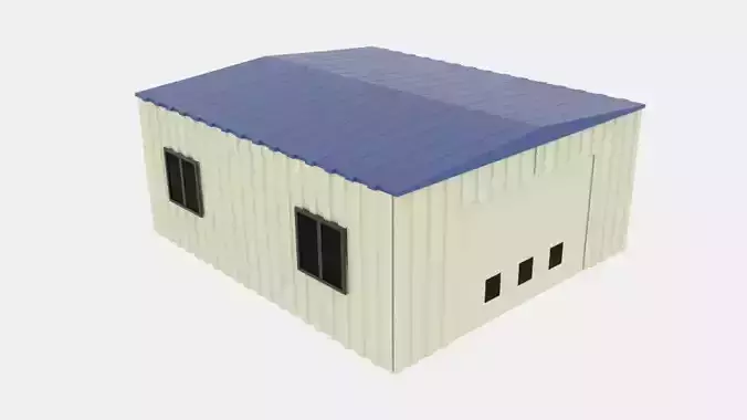Warehouse metal shed with roof