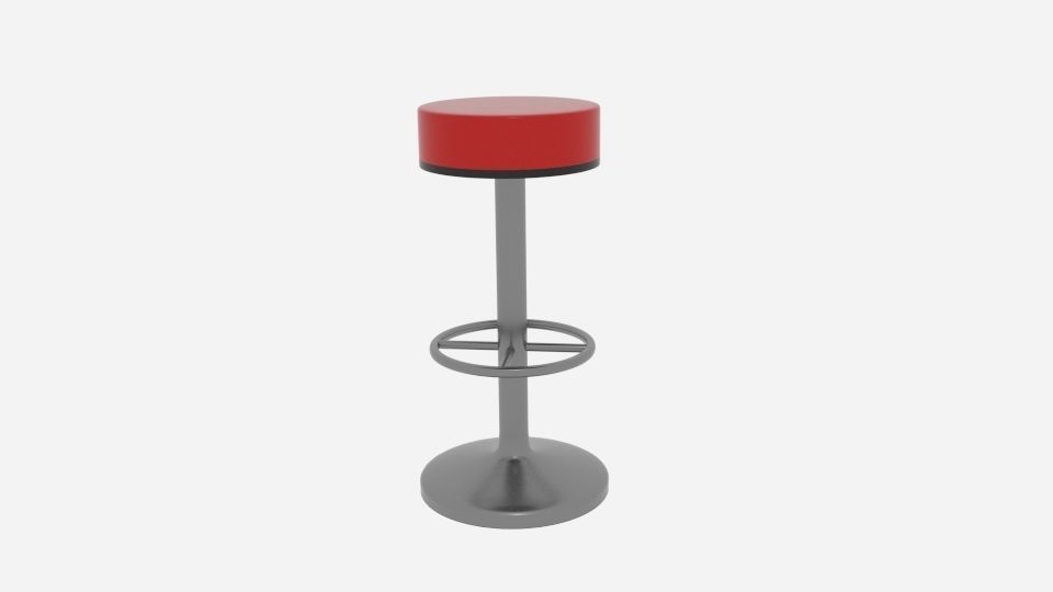 Circle Stool Low-poly 3D model_3